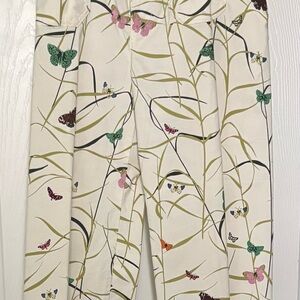 Mauve Ankle Pants with Nature Print